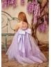 Lilac Satin Tulle Flower Girl Dress With Cute Bows